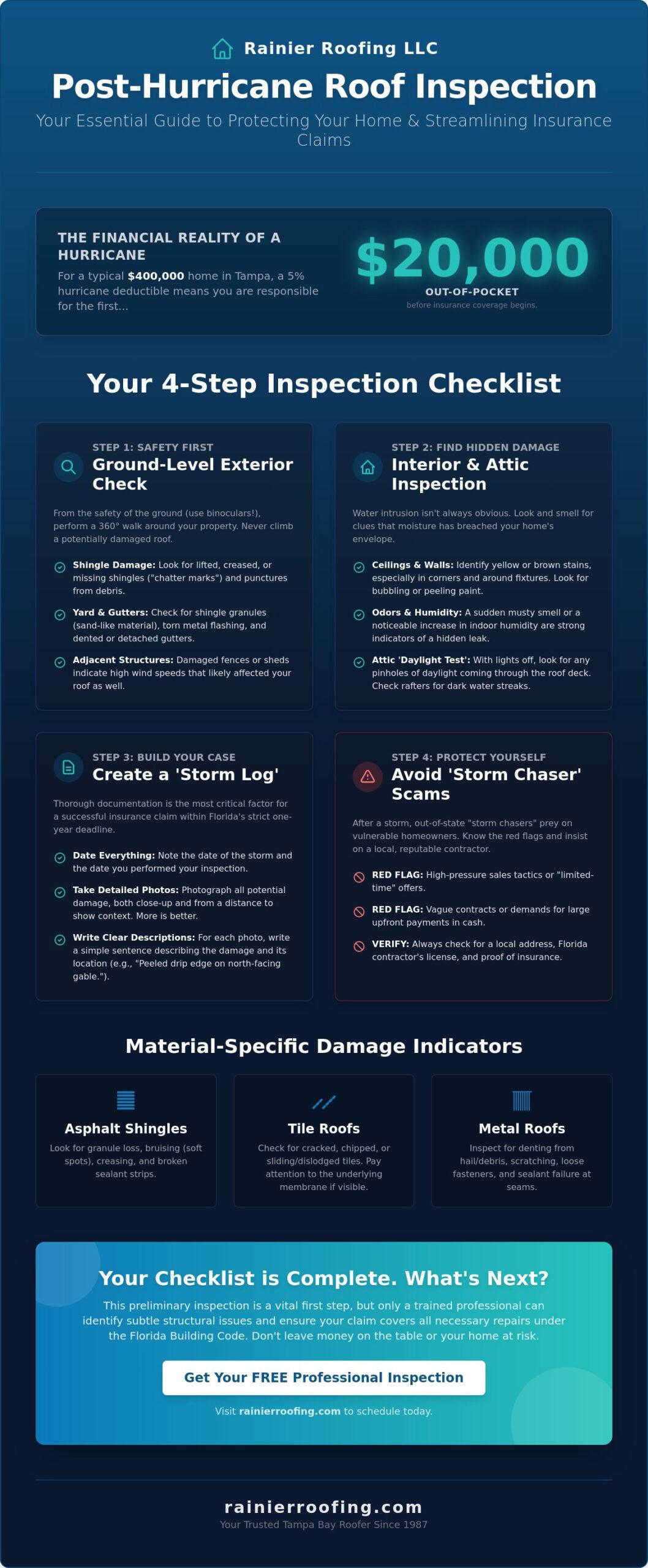 Post-Hurricane Roof Inspection Checklist: A Tampa Homeowner’s 2026 Guide