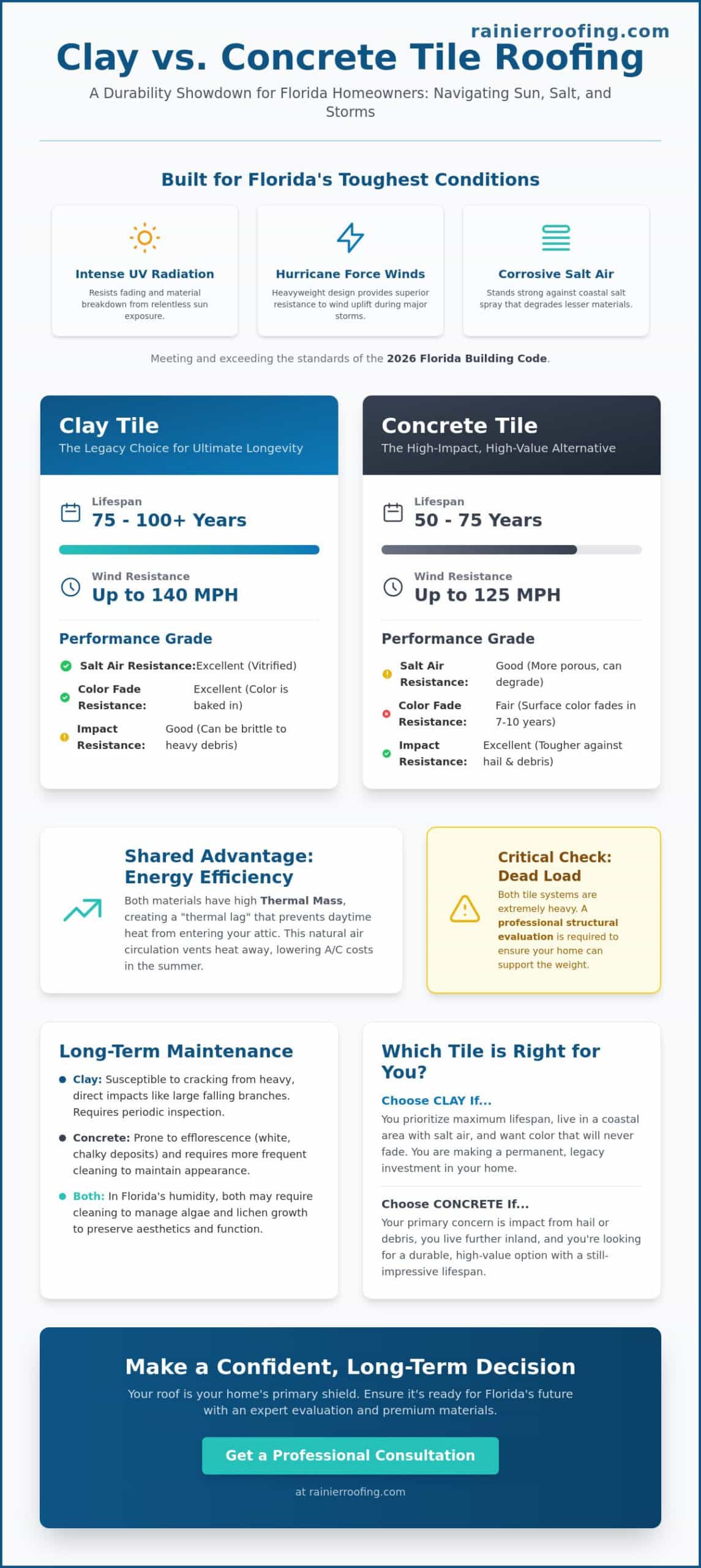 Clay Tile vs. Concrete Tile Durability: 2026 Florida Homeowner’s Guide