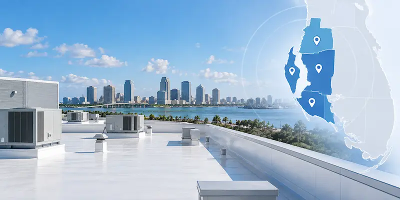Commercial roofing service areas in Tampa Bay including Hillsborough, Pinellas, Pasco, and Manatee counties