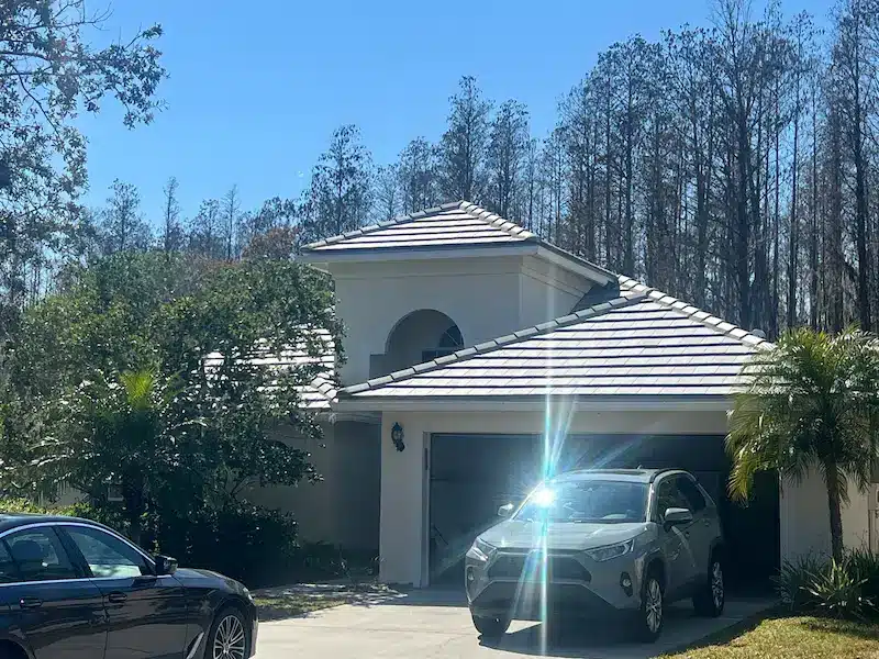 Front view of completed tile roof replacement by Rainier Roofing in Lutz, Florida